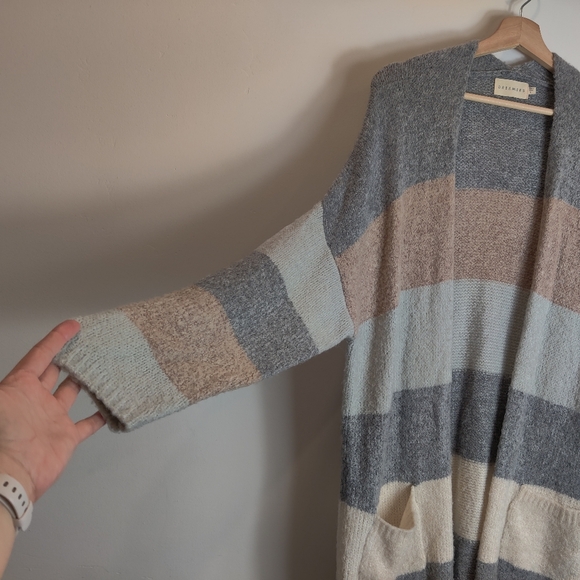 DREAMERS BY DEBUT Color Block Open Front Cardigan Size Large - Picture 6 of 13